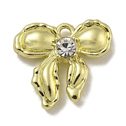 Кристалл Стойки обшивки кулон сплава, со стразами, без свинца и без кадмия, бантом, золотые, кристалл, 13.5x15x4 мм, отверстие : 1.4 мм