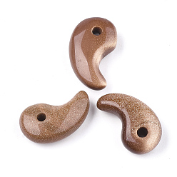 Камень с Пылевым Золотом Синтетические голдстоуновские подвески, Магатама, 30x18x8~11 мм, отверстие : 3~4 мм