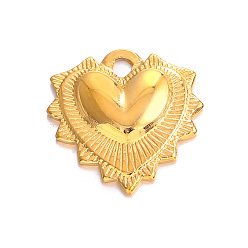 Золотой 304 кулон из нержавеющей стали, шарма сердца, золотые, 19x18 мм