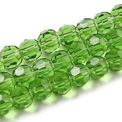 Olive Terne Des billes de verre transparentes, à facettes (32 facettes), ronde, vert olive, 6mm, Trou: 1mm, Environ 98 pcs/chapelet, 20.47 pouce (52 cm)