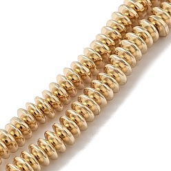 Светло-Золотое Покрытие Гальванические нити из синтетических немагнитных гематитовых бусин, блюдце бусины, свет позолоченные, 4~4.5x1.5 мм, отверстие : 1 мм, около 239 шт / нитка, 15.75'' (40 см)