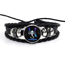Скорпион Созвездие из искусственной кожи и стекла трехслойные многорядные браслеты, плетеные регулируемые браслеты, Скорпион, 7-1/8 дюйм (18 см)