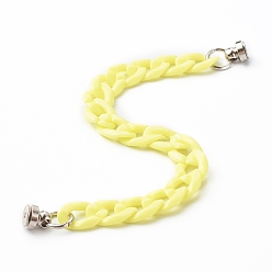 Yellow Opaque Acrylic Curb Chain Phone Case Chain, with Brass Screw nut and Iron Screws, for DIY Phone Case Decoration, Yellow, 19cm