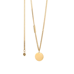 Настоящее золото 14K 304 из нержавеющей стали плоские круглые ожерелья шкентеля, ионное покрытие (ip), реальный 14 k позолоченный, 16.93 дюйм (43 см)