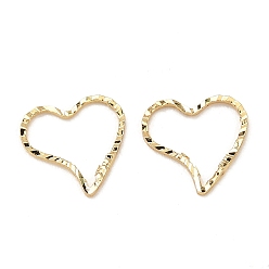 Сердце Фактурные латунные соединительные кольца, реальный 18 k позолоченный, сердце, 10x10x0.8 мм, Внутренние размеры: 8.5x9 mm