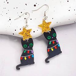 Cat Shape Акриловые серьги болтаться, форма кошки, 80 мм