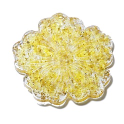 Цитрин Фигурки цветов из смолы, с натуральной цитриновой крошкой внутри статуэток для украшения домашнего офиса, 110x110x7 мм