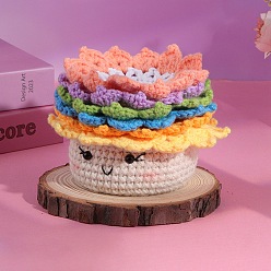 Разноцветный Набор инструментов для вязания коврика для чашки своими руками, включая крючок и иглу, маркер стежка, кукла глаз, пряжа, красочный, 11x9 см