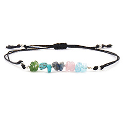 Смешанные камни Браслеты из натуральных смешанных драгоценных камней и латунных бусин., Регулируемые плетеные браслеты из бусин для женщин и мужчин, 11.02 дюйм (28 см)