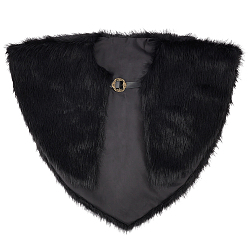 Черный Воротник из искусственного меха в стиле викингов с пряжкой для ремня., средневековый рыцарский наплечник воинский плащ, чёрные, 1000x680x3 мм