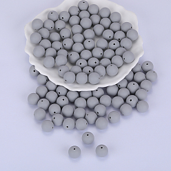 Gainsboro Round Silicone Focal Beads, Chewing Beads For Teethers, DIY Nursing Necklaces Making, Gainsboro, 15mm, Hole: 2mm