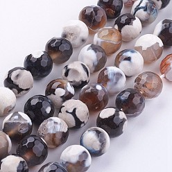 Кокосово-Коричневый Природный агат бисер нитей, окрашенная и подогревом, граненые, круглые, кокосового коричневый, 9~10 мм, отверстие : 1 мм, около 37~39 шт / нитка, 13.7 дюйм ~ 14.9 дюйм (35~38 см)