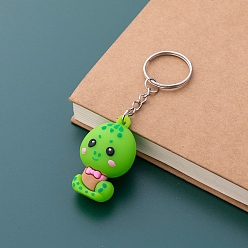 Sea Green PVC Plastic Cute Snake Pendant Keychain, with Iron Ring, Sea Green, 9.5cm