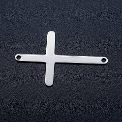 Stainless Steel Color Non-Tarnish 201 Stainless Steel Links connectors, Sideways Cross, Stainless Steel Color, 30x18x1mm, Hole: 1.2mm