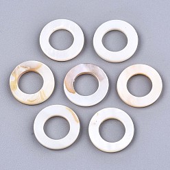 Seashell Color Natural Freshwater Shell Linking Rings, Ring, Seashell Color, 17~18x2.5mm, Inner Diameter: 10mm