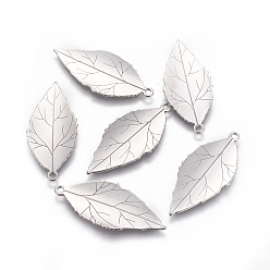 Нержавеющая Сталь Цвет Устойчивые к потускнению 201 подвески из нержавеющей стали, лист, цвет нержавеющей стали, 37x16.5x1 мм, отверстие : 1.8 мм