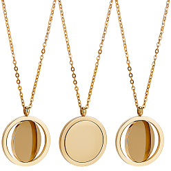 Золотой Наборы для самостоятельного изготовления плоских круглых ожерелий, включая вращающиеся подвески из нержавеющей стали, 304 Колье из тросов из нержавеющей стали, золотые, 23.6 дюйм (60 см)