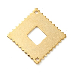 Real 24K Gold Plated Brass Connector Charms, Lace Edged Rhombus Links, Real 24K Gold Plated, 21.5x21.5x0.8mm, Hole: 1.2mm