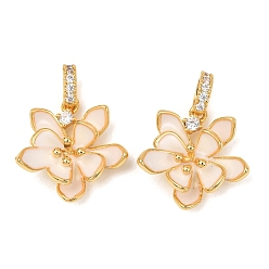 Золотой Кулоны с эмалью из латуни с прозрачным кубическим цирконием, , золотые, 16x16.5x5.5 мм, отверстие : 4x2.5 мм