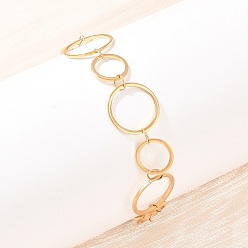 Золотой 304 женские браслеты-цепочки со звеньями из нержавеющей стали, кольцо, ионное покрытие (ip), золотые, 6-3/4 дюйм (17 см)