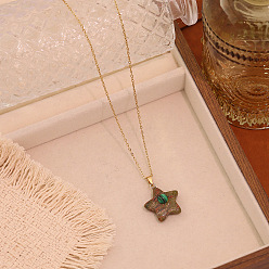 Унакит Натуральные ожерелья из натурального ожерелья, звезда, золотые, 15.75 дюйм (40 см)