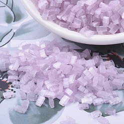 (HTL2551) Бледно-розовый Шелково-атласный Миюки половина бусины тила, японский бисер, 2 отверстие, (htl 2551) бледно-розовая шелковая атласная, 5x2.3x1.9 мм, Отверстие : 0.8 мм , около 1250 шт / 50 г