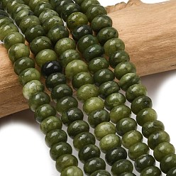 Нефрит Тайвань Тайвань природного нефрита бисер нитей, рондель, 6.5~7x4~4.5 мм, отверстие : 0.8 мм, около 89 шт / нитка, 15.35'' (39 см)