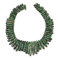 Зеленый Синтетические градуированные бусины из императорской яшмы, окрашенные, самородки, Топ пробуренной, зелёные, 17~45x4.5~7.5x6~7 мм, отверстие : 1 мм, около 63 шт / нитка, 12.20 дюйм (31 см)