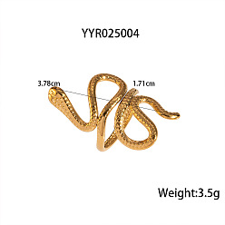 Настоящее золото 18K 304 Кольца-манжеты в форме змеи из нержавеющей стали для женщин, реальный 18 k позолоченный, 37.8 мм, размер США 6 3/4 (17.1 мм)