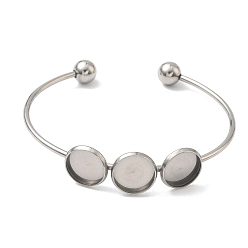 Нержавеющая Сталь Цвет 304 изготовление манжеты из нержавеющей стали, пустые основы для браслетов, с круглым подносом, не тускнеет, цвет нержавеющей стали, лоток : 12 мм, внутренний диаметр: 2.46 дюйм (6.25 см), 13.5 мм