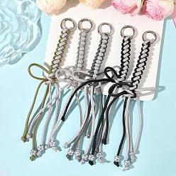 (52) Непрозрачная лаванда 5 шт. 5 цвета полиэфирный шнур вязание бант подвеска украшения, с литыми пружинными кольцами, платина, разноцветные, 270 мм, 1 шт / цвет