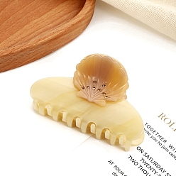 Светло-хаки Заколки-клочья из ацетата целлюлозы со стразами, формы раковины, светлый хаки, 84 мм