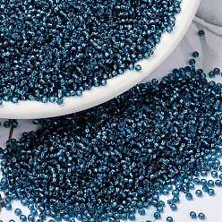 (RR1445) Dyed Silver Lined Blue Zircon MIYUKI Round Rocailles Beads, Japanese Seed Beads, 15/0, (RR1445) Dyed Silver Lined Blue Zircon, 1.5mm, Hole: 0.7mm, about 250000pcs/pound
