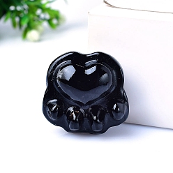 Обсидиан Резные фигурки из натурального обсидиана с отпечатком кошачьей лапы, статуи для украшения рабочего стола для домашнего офиса, 30 мм