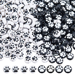 (52) Непрозрачная лаванда 300 шт 2 цвета непрозрачные акриловые бусины, плоский круглый с лапой, разноцветные, 7x3.5 мм, отверстие : 1.5 мм, 150 шт / цвет