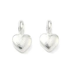 Сердце 925 серебряные шармы, серебряный цвет гальваническим, с печатью 925, сердце, 9x5.5x4.5 мм, отверстие : 2 мм