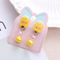 Ice Cream Клипсы из пластика для детей, платина, мороженое, 40x15 мм