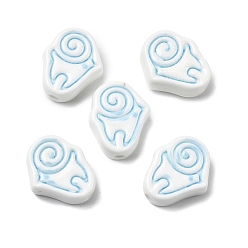 Небесно-голубой Фарфоровые бусины ручной работы, улитка, пастельный фарфор, голубой, 20x17x7.5 мм, отверстие : 2.5 мм