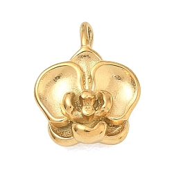 Golden 304 Stainless Steel Pendants, Flower Charms, Long-Lasting Plated, Ion Plating(IP), Golden, 15.5x12x4.5mm, Hole: 2.5x0.5mm