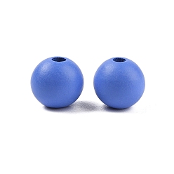 Королевский синий Древесина европейского бисера, матовый стиль, круглые, королевский синий, 15 мм, отверстие : 4.7 мм