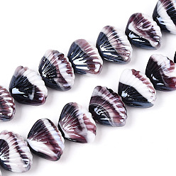 Индийский Красный Бусины лэмпворк , формы раковины, жемчужные, Индийская красная, 15.5~17.5x22~23.5x9.5~11 мм, отверстие : 1.5~2.5 мм