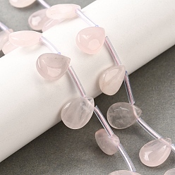 Розовый Кварц Природного розового кварца нитей бисера, слеза, Топ пробуренной, с трубкой бисера, 14~14.5x10~11x5~6 мм, отверстие : 1.2 мм, около 24 шт / нитка, 15.75'' (40 см)