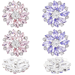 (52) Непрозрачная лаванда 8шт. 2 цвета 1-отверстие латунные пуговицы на ножке, горный хрусталь и стекло, , цветок, разноцветные, 26x26x10 мм, отверстие : 2 мм, 4 шт / цвет