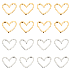 (52) Непрозрачная лаванда 32шт. 2 цвета 201 соединительные кольца из нержавеющей стали, лазерная резка, асимметричное сердце, реальный 18 k позолоченный и цвет нержавеющей стали, 10.5x13x1 мм, 16 шт / цвет