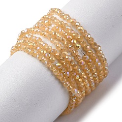 Сэнди Коричневый Прозрачные стеклянные бусины гальваническим пряди, круглые бусины нити граненые, песчаный коричневый, 2 мм, отверстие : 0.6 мм, около 194~195 шт / нитка, 14.17~14.49'' (36~36.8 см)