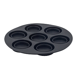 Черный Портативная складная фритюрница, силиконовые формы для кексов, 7 чашки, форма для кексов с антипригарным покрытием, плоско-круглые, чёрные, 180x30 мм