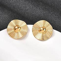 Настоящее золото 18K 304 волнистые плоские круглые серьги-гвоздики из нержавеющей стали, ионное покрытие (ip), реальный 18 k позолоченный, 25 мм