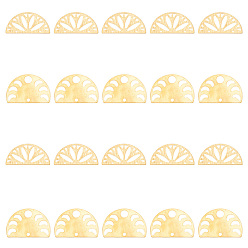 Золотой 20шт 2 стили латунные подвески для разъемов, лазерная резка, полукруглые звенья, золотые, 14.5~20x30x0.6 мм, отверстие : 1.2~5 мм, 10 шт / стиль