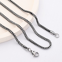Черный Цвет Металла 2мм 304 ожерелья из нержавеющей стали с цепочкой из пшеницы, полированный, металлический черный , 23.90 дюйм (60.7 см)