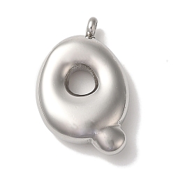 Letter Q Не тускнеющие 304 подвески из нержавеющей стали, шарм-буква, цвет нержавеющей стали, Буква Q, 24.5x17.5x6 мм, отверстие : 2 мм